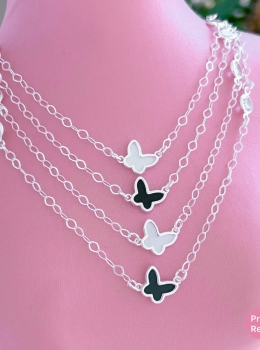 Colar Borboleta Preta Elegante Feminino